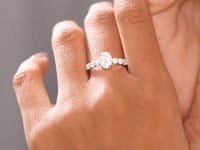 1.5 Carat Center Oval, Round Cut Moissanite Diamond Engagement Ring