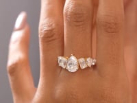 4.5 Carat Pear, Round, Emerald Cut Moissanite Diamond Engagement Ring