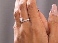 0.50 Carat Center Heart, Round Cut Moissanite Diamond Engagement Ring