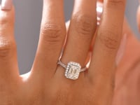 1.5 Carat Center Emerald Cut Moissanite Diamond Engagement Ring