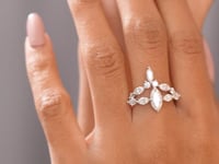 1 Carat Center Marquise Cut Moissanite Diamond Engagement Ring