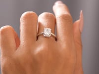 1 Carat Center Radiant, Baguette Cut Moissanite Diamond Engagement Ring