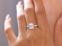 1 Carat Center Emerald Cut Moissanite Diamond Engagement Ring