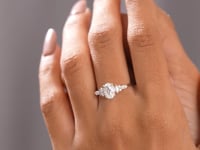 1.5 Carat Center Oval, Marquise Cut Moissanite Diamond Engagement Ring