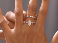 1.5 Carat Center Marquise Cut Moissanite Diamond Ring with Double Band