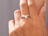 0.80 Carat Pear Cut Moissanite Diamond Pearl Engagement Ring