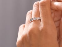 Flower Petal ,925 Silver Promise Moissanite Diamond Ring