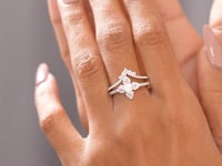 0.75 Carat Center Princess Cut Moissanite Diamond Engagement Ring