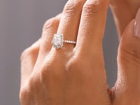 1 Carat Center Radiant, Round Cut Moissanite Diamond Engagement Ring