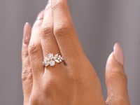 1.45 Carat Marquise, Round Cut Moissanite Diamond Engagement Ring