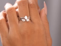1.30 Carat Three-Stone Moissanite Diamond Ring Set