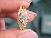 1.5 Carat Center Round Cut Moissanite Diamond Ring with Curved Band