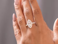 1.5 Carat Center Marquise, Round Cut Moissanite Diamond Engagement Ring