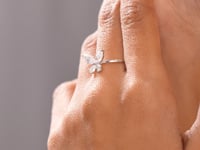1.10 Carat Pear, Marquise Cut Moissanite Diamond Butterfly Ring
