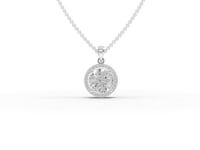 3.5 Carats Round Cut Moissanite Diamond Halo Chain & Pendant