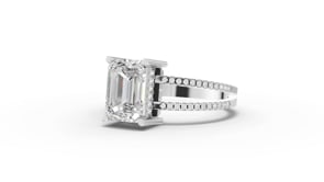 4 Carat Emerald Cut Moissanite Diamond Split Shank Engagement Ring
