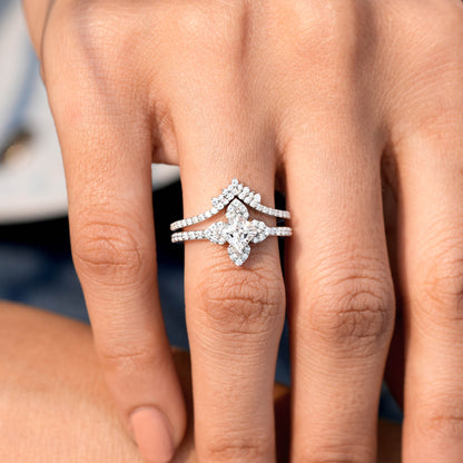 0.75 Carat Center Princess Cut Moissanite Diamond Engagement Ring