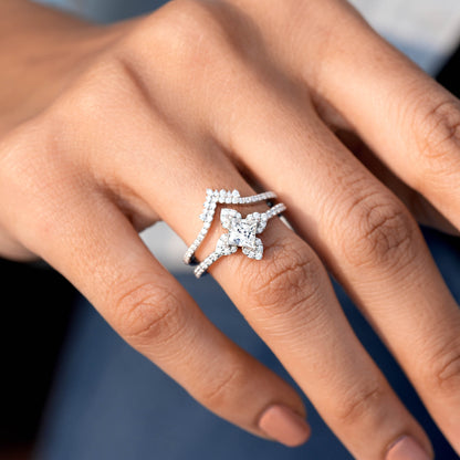 0.75 Carat Center Princess Cut Moissanite Diamond Engagement Ring