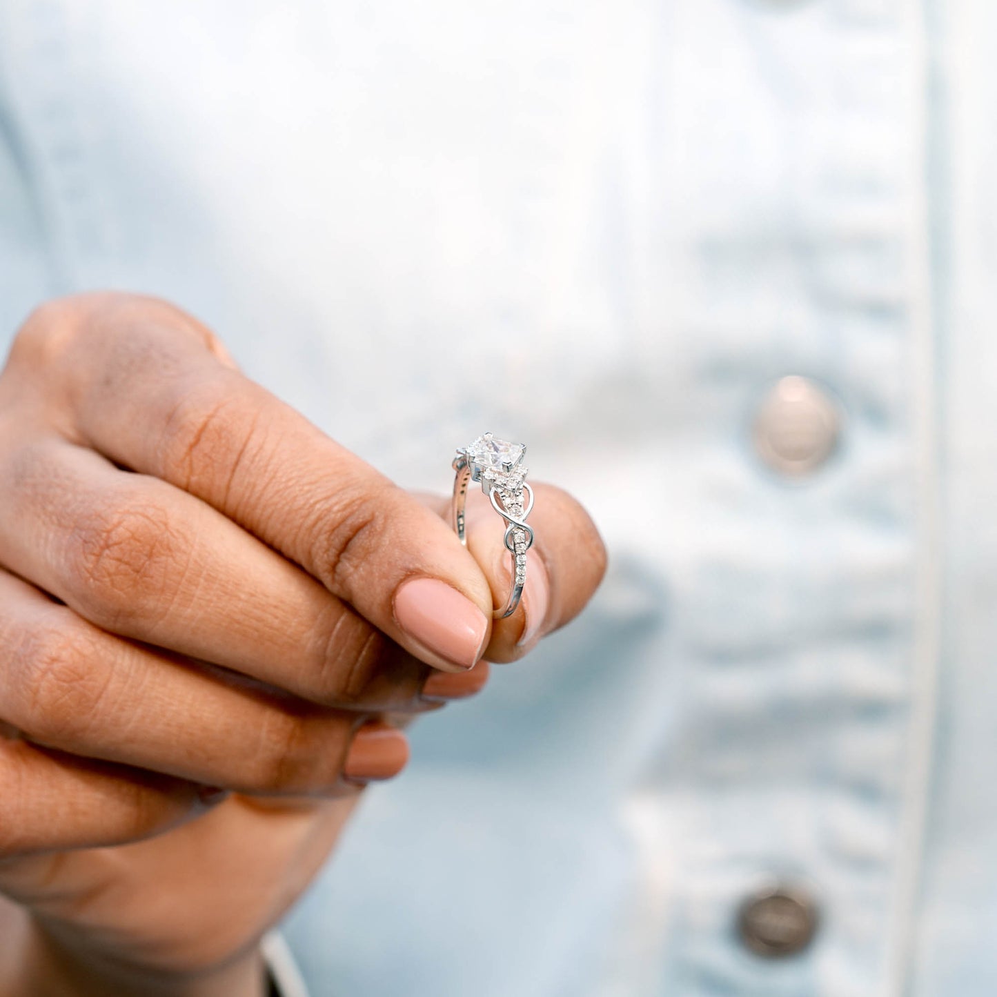 1 Carat Center Princess Cut Moissanite Diamond Enagement Ring