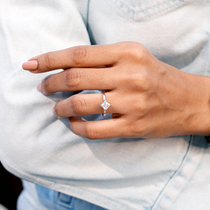1 Carat Center Princess Cut Moissanite Diamond Engagement Ring