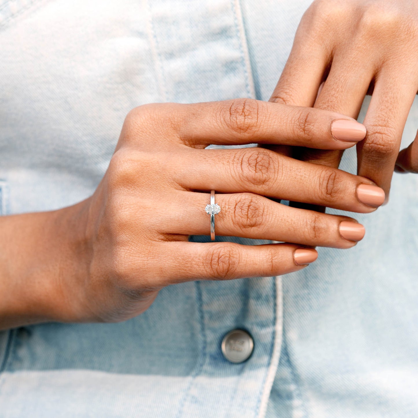 1.30 Carat Three-Stone Moissanite Diamond Ring Set