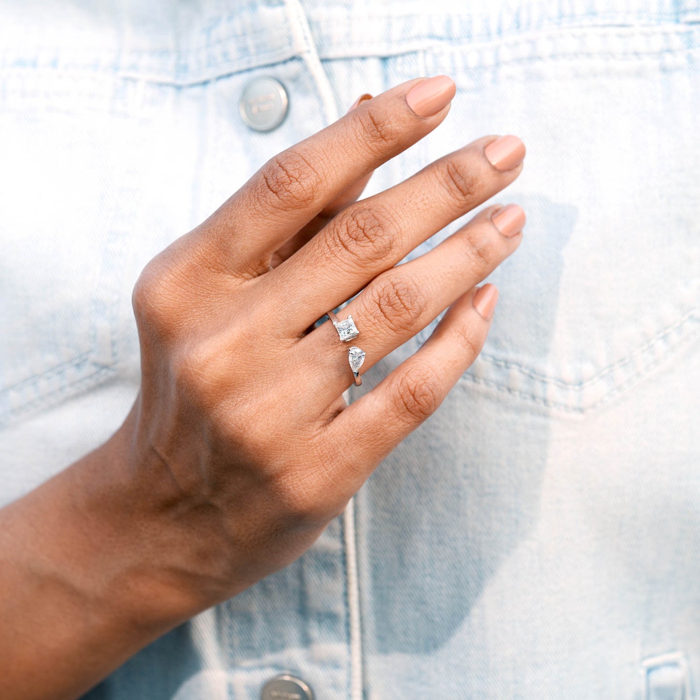1.30 Carat Three-Stone Moissanite Diamond Ring Set