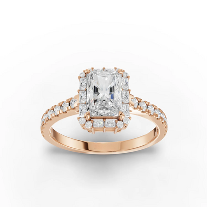 1 Carat Center Radiant, Baguette Cut Moissanite Diamond Engagement Ring