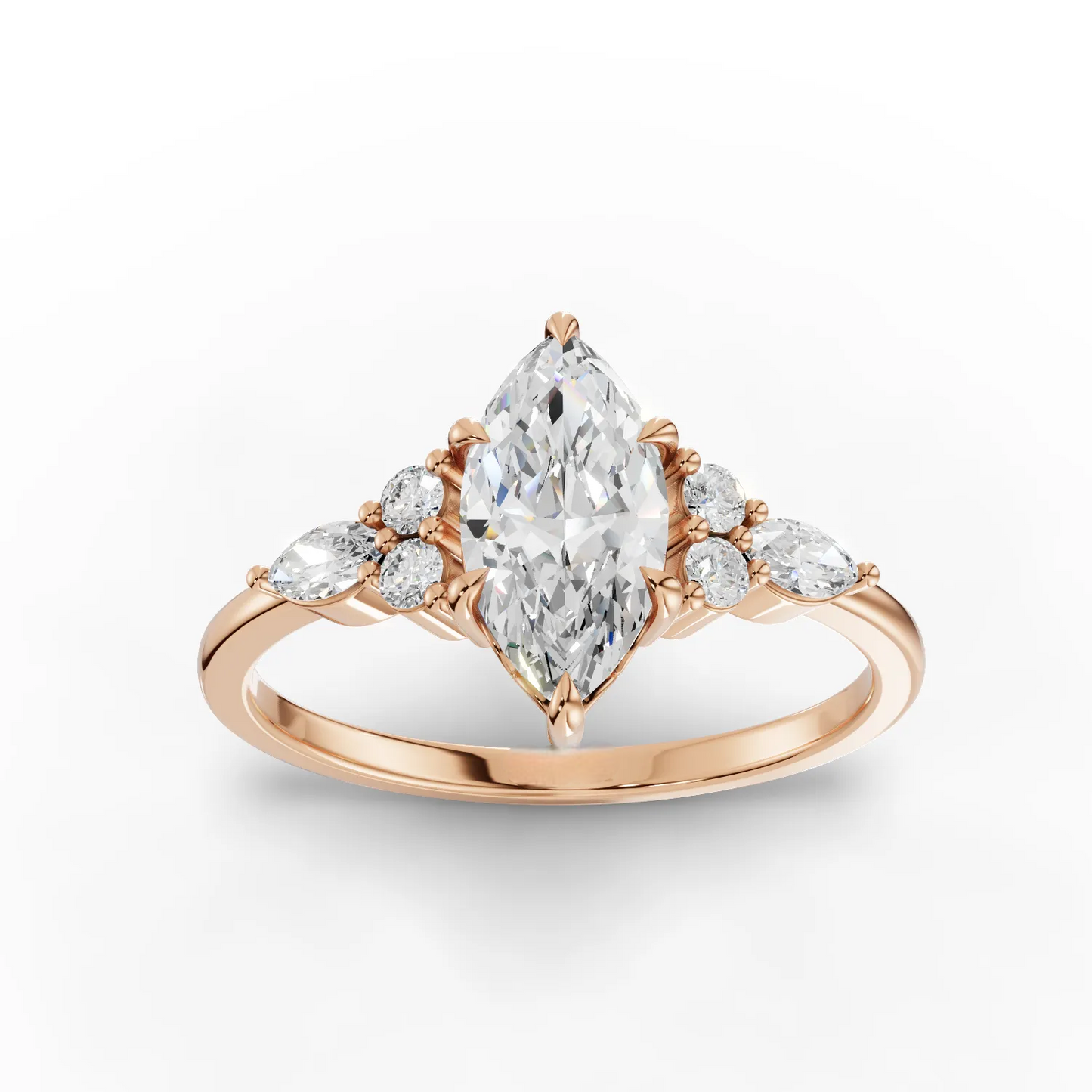 1 Carat Center Marquise Cut Moissanite Diamond Engagement Ring