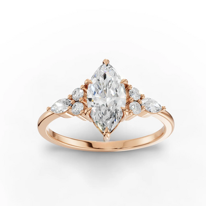 1 Carat Center Marquise Cut Moissanite Diamond Engagement Ring