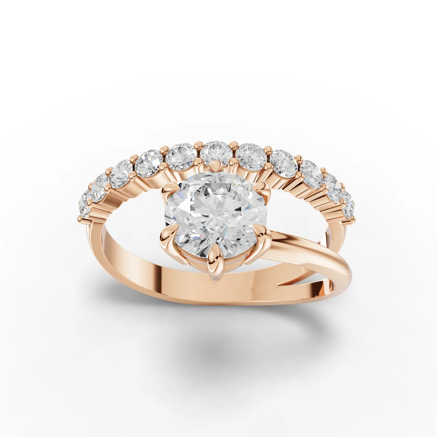 1 Carat Center Round Cut Moissanite Diamond Engagement Ring