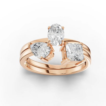 1.30 Carat Three-Stone Moissanite Diamond Ring Set