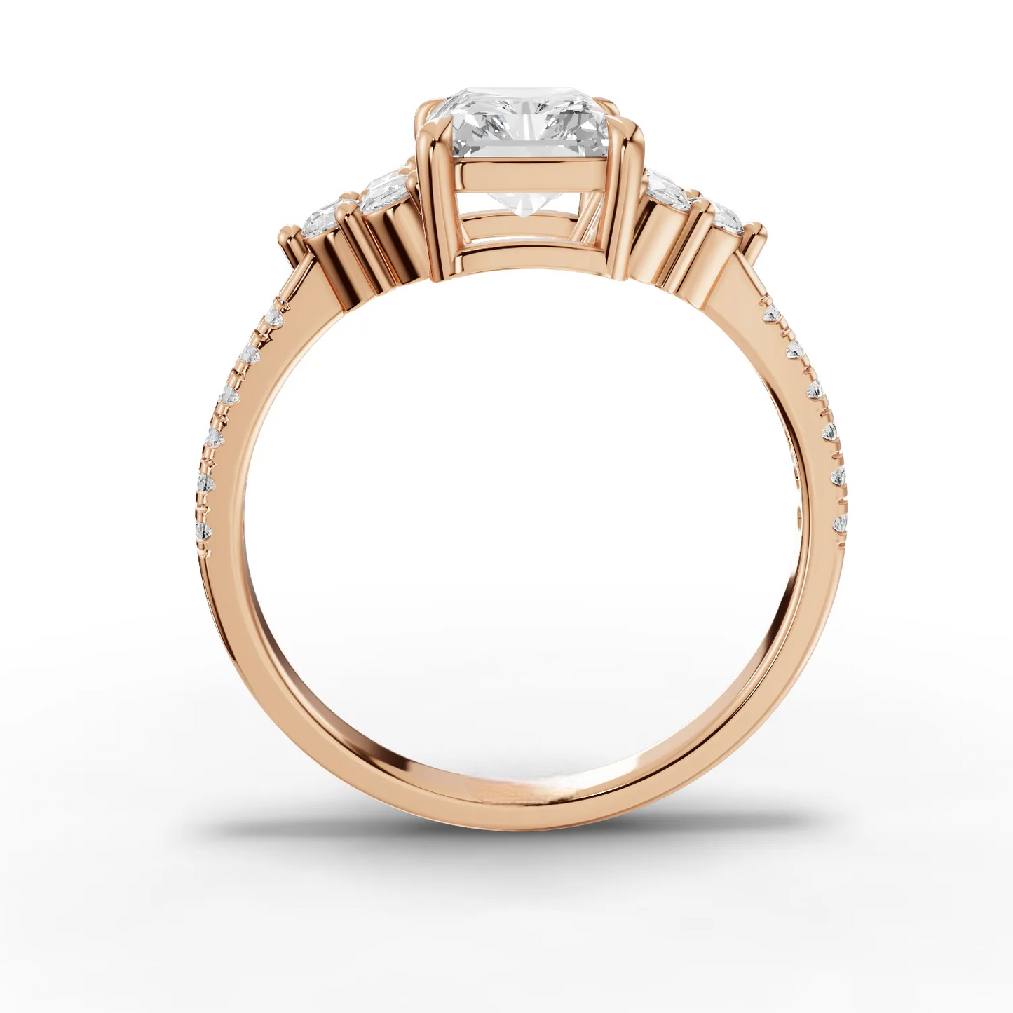 1.5 Carat Center Radiant Cut Moissanite Diamond Engagement Ring