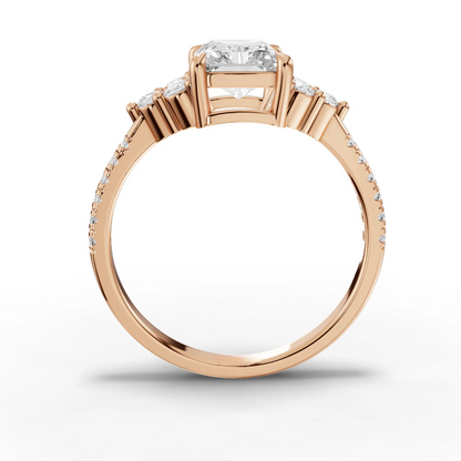 1.5 Carat Center Radiant Cut Moissanite Diamond Engagement Ring