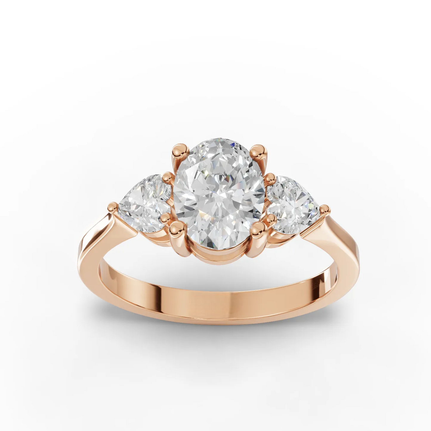 1 Carat Center Oval, Heart Cut Moissanite Diamond Engagement Ring