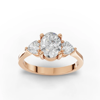 1 Carat Center Oval, Heart Cut Moissanite Diamond Engagement Ring