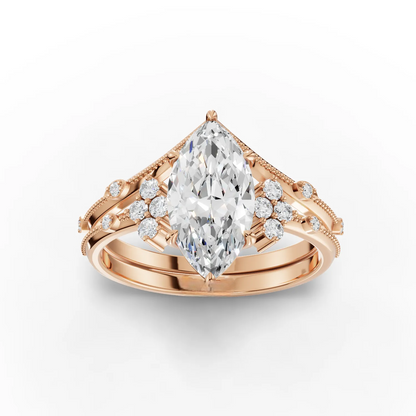 1.5 Carat Center Marquise Cut Moissanite Diamond Engagement Ring