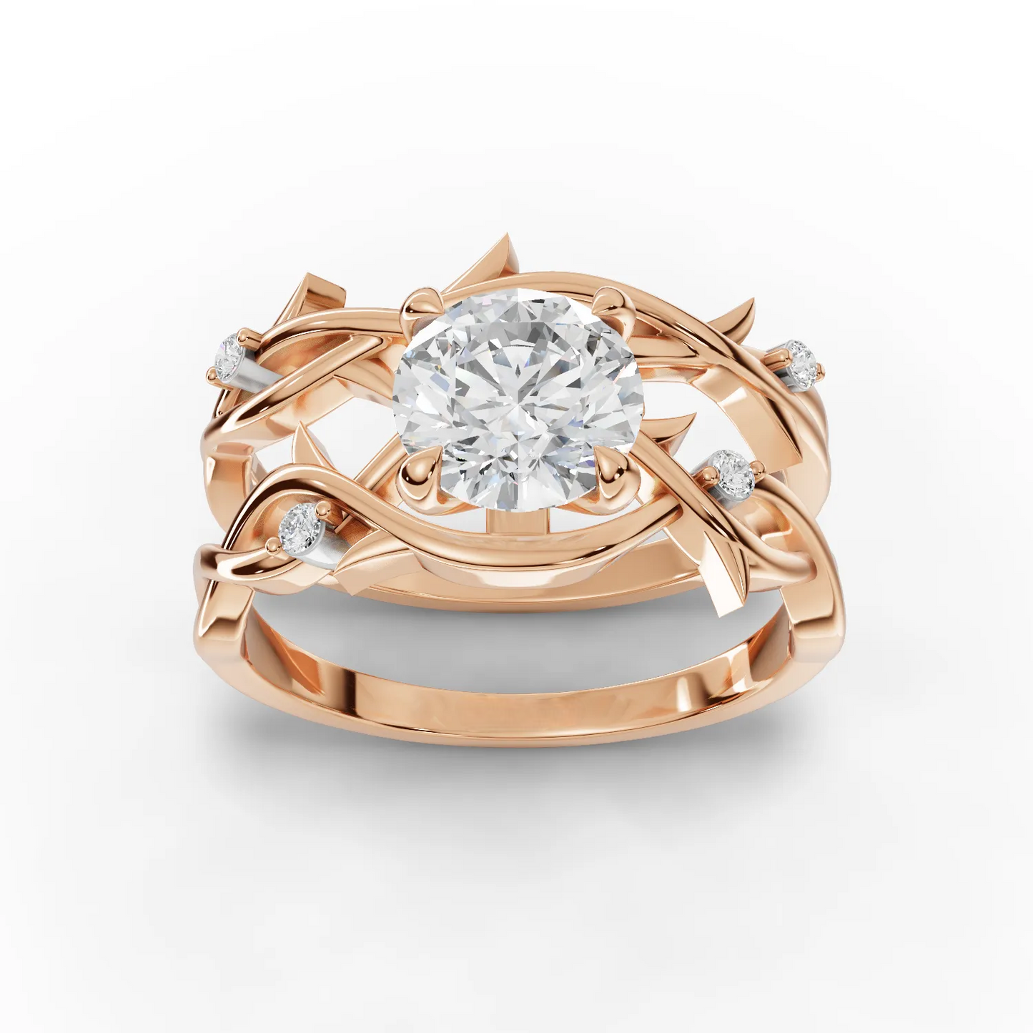 1 Carat Center Round Cut Moissanite Diamond Engagement Ring