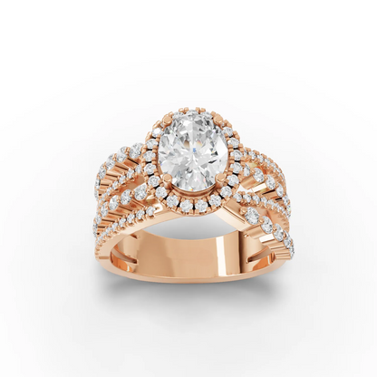 1.5 Carat Center Oval Cut Moissanite Diamond Engagement Ring