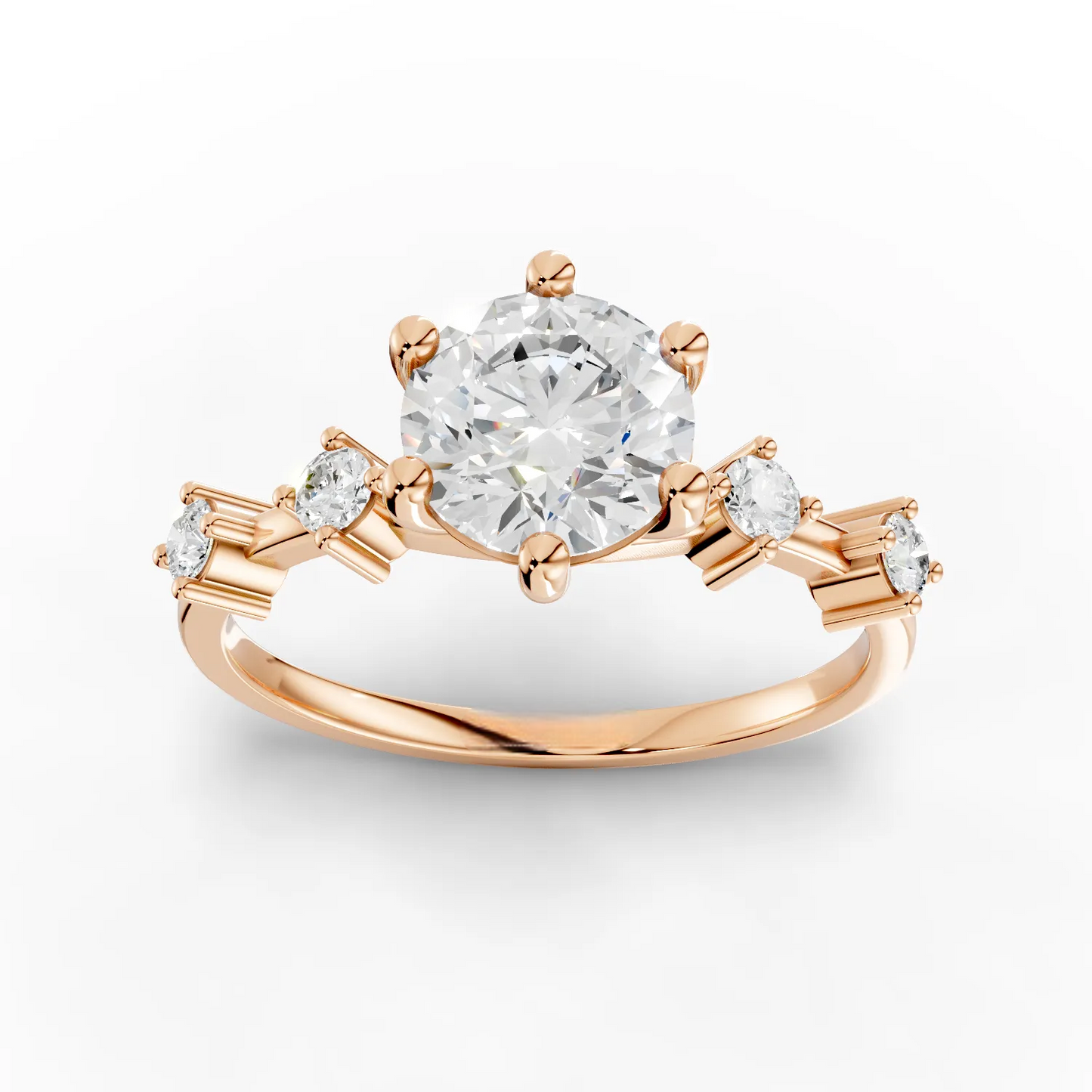 1 Carat Center Round Cut Moissanite Diamond Engagement Ring
