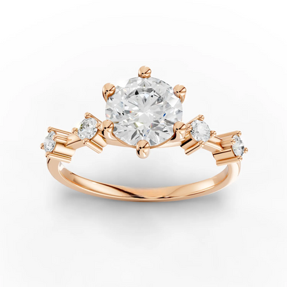 1 Carat Center Round Cut Moissanite Diamond Engagement Ring