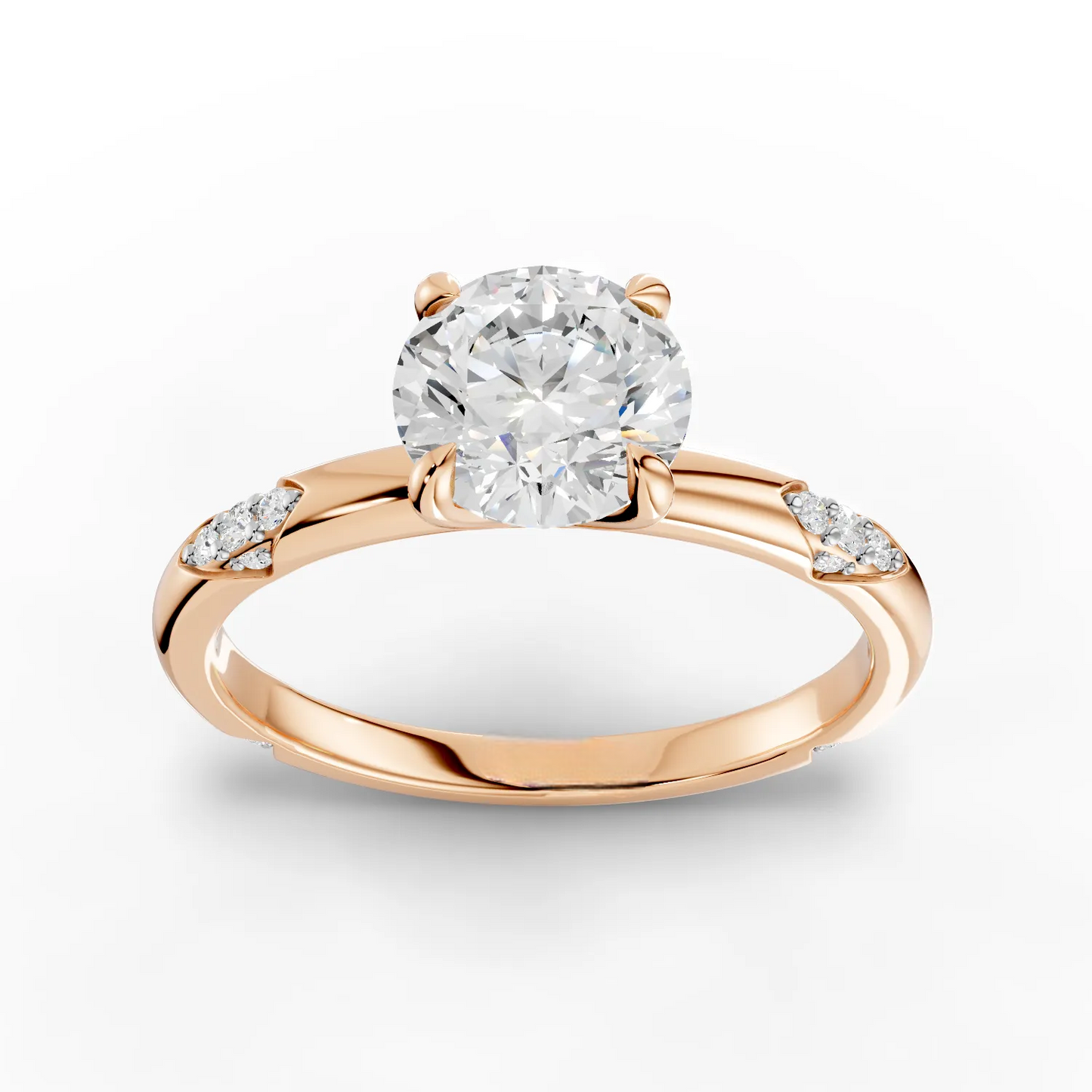 1 Carat Center Round Cut Moissanite Diamond Engagement Ring