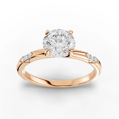 1 Carat Center Round Cut Moissanite Diamond Engagement Ring