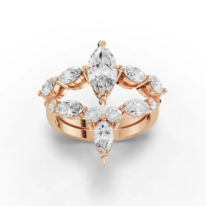 1 Carat Center Marquise Cut Moissanite Diamond Engagement Ring