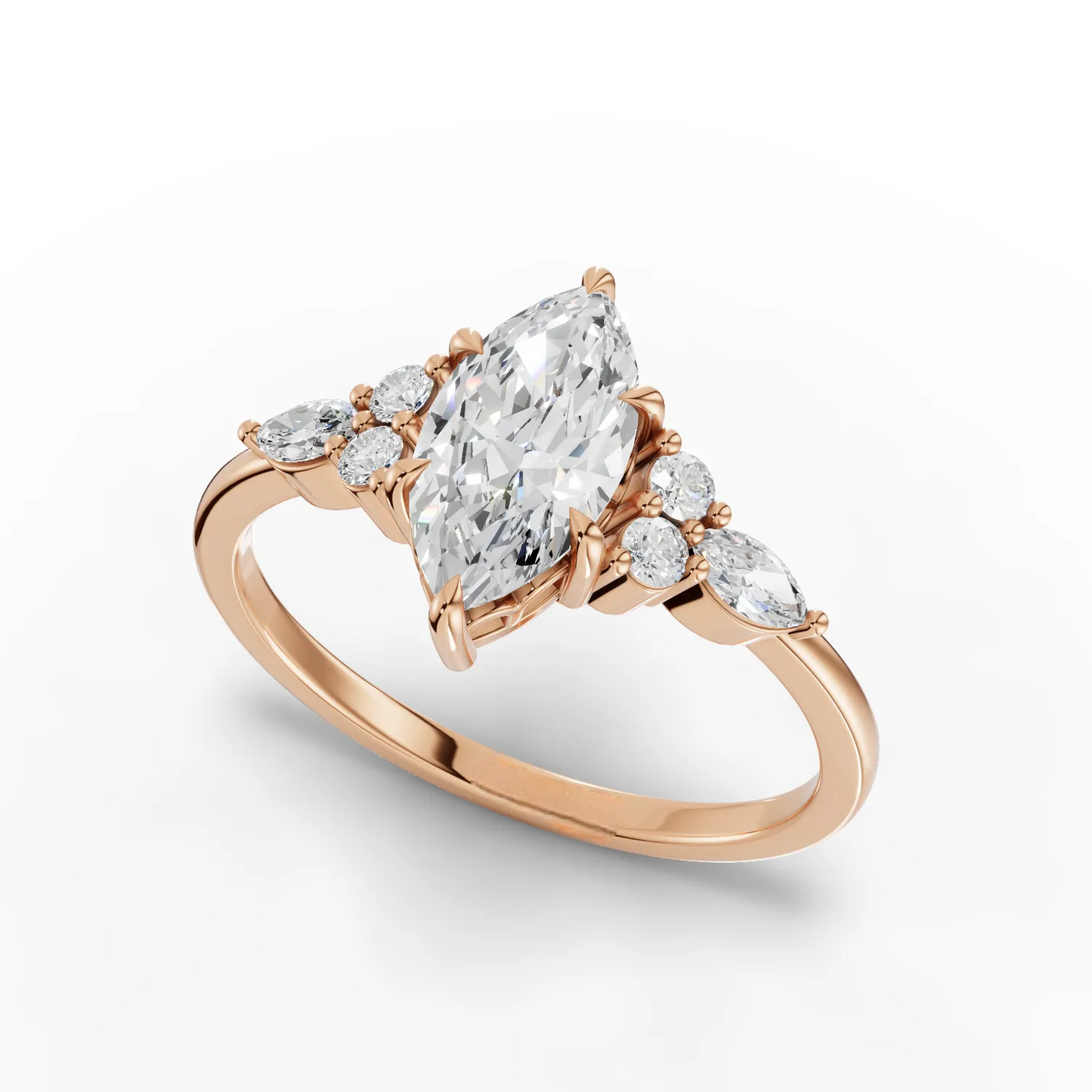 1 Carat Center Marquise Cut Moissanite Diamond Engagement Ring