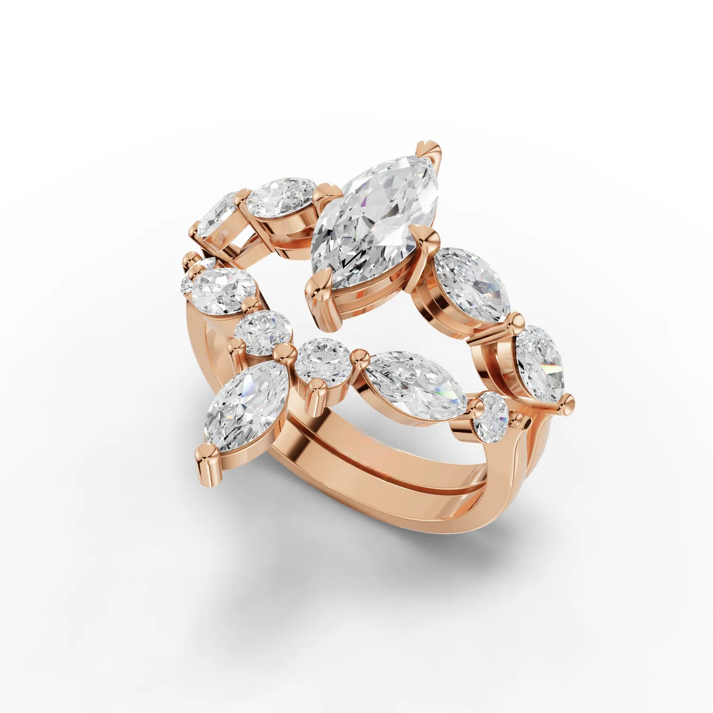1 Carat Center Marquise Cut Moissanite Diamond Engagement Ring