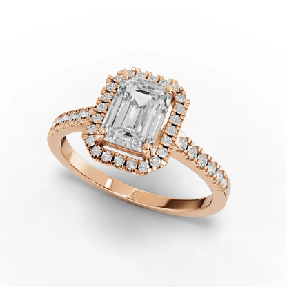 1 Carat Center Emerald Cut Moissanite Diamond Engagement Ring