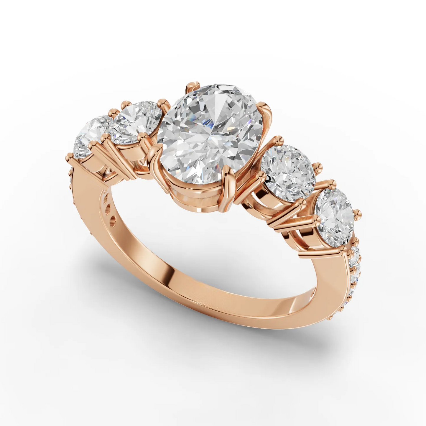 1 Carat Center Oval Cut Colorless Engagement Ring
