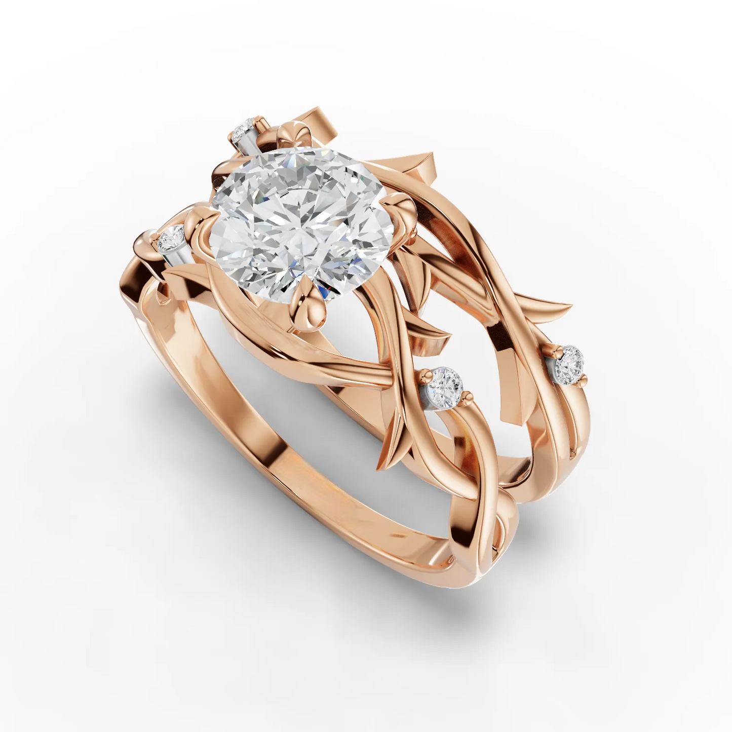 1 Carat Center Round Cut Moissanite Diamond Engagement Ring