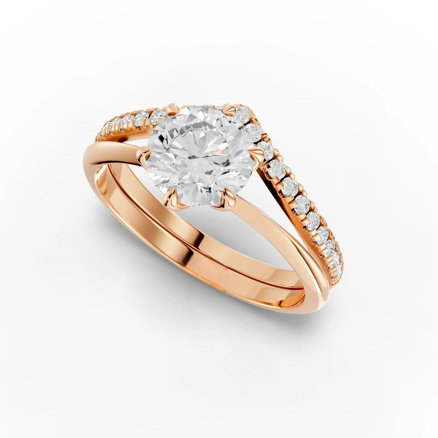 1 Carat Center Round Cut Moissanite Diamond Engagement Ring
