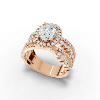1.5 Carat Center Oval Cut Moissanite Diamond Engagement Ring